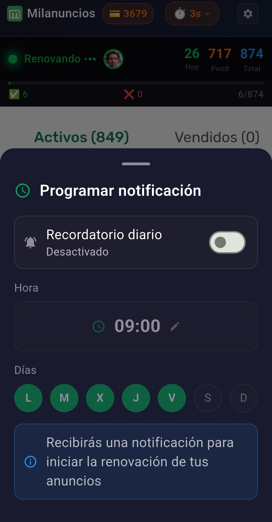 Programar notificación diaria